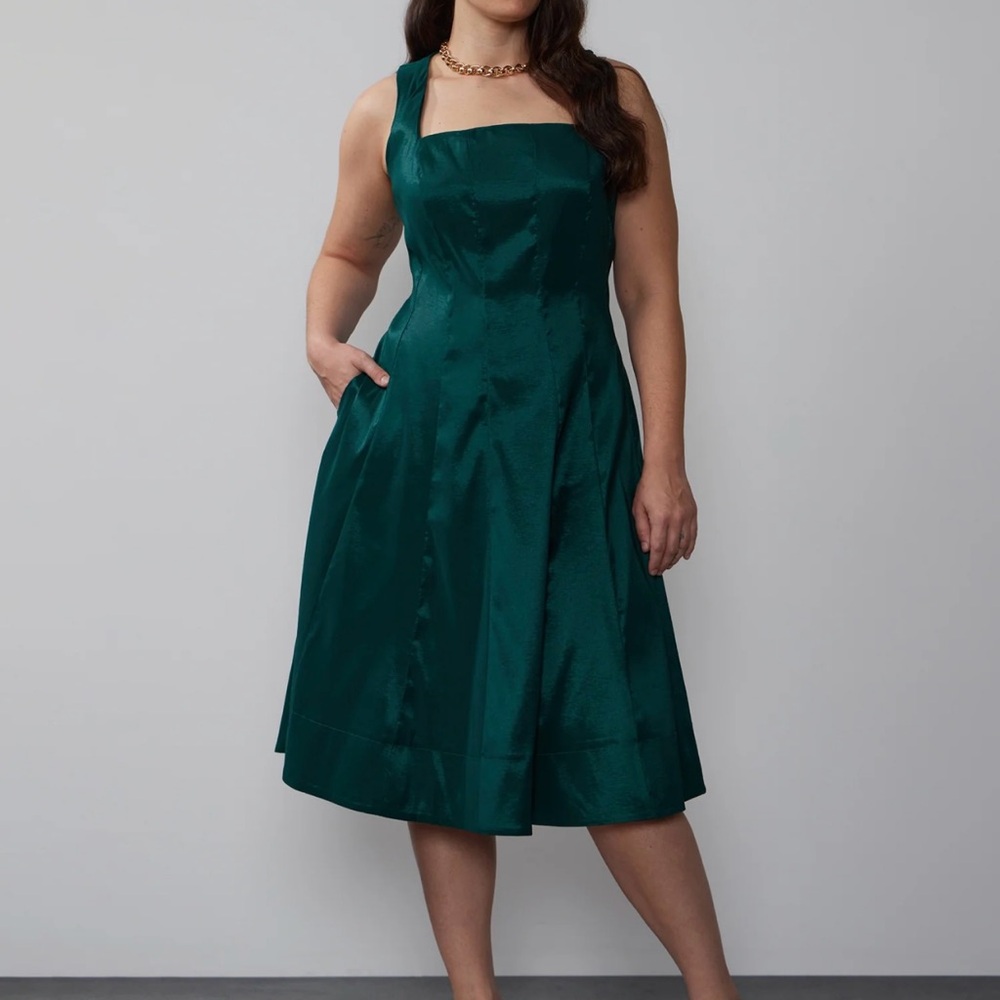 New York & Company Plus Taffeta Fit & Flare Corset Dress